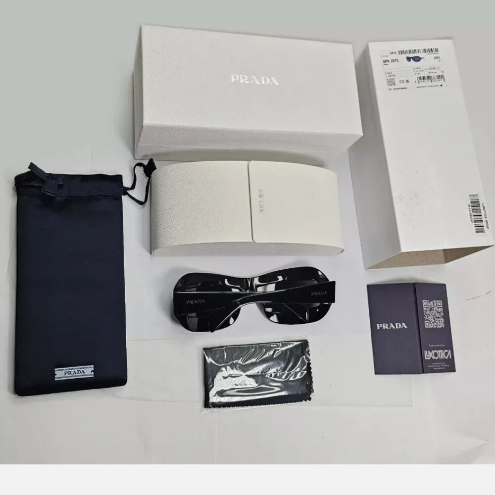 Prada Grey Italy Square Black Wrap Sunglasses